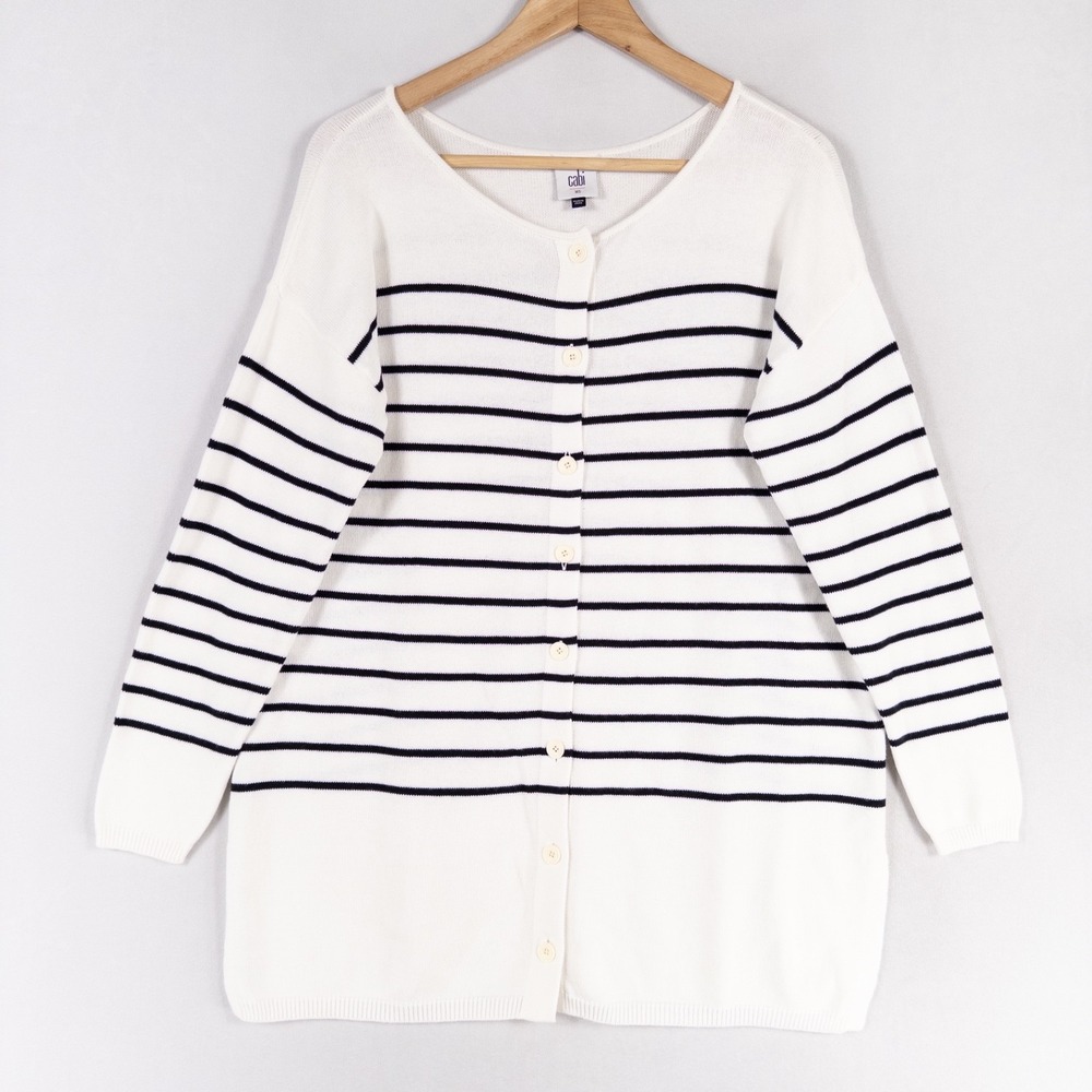 Cabi Turnabout Cardigan Sweater Womens XS #6164 Black & White Lightweight